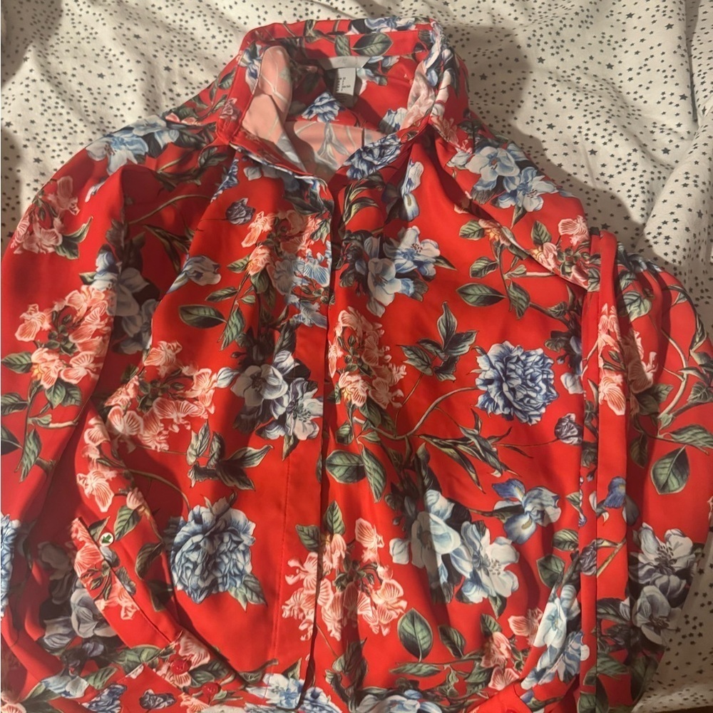 H&M Red and Blue Button Down Shirt